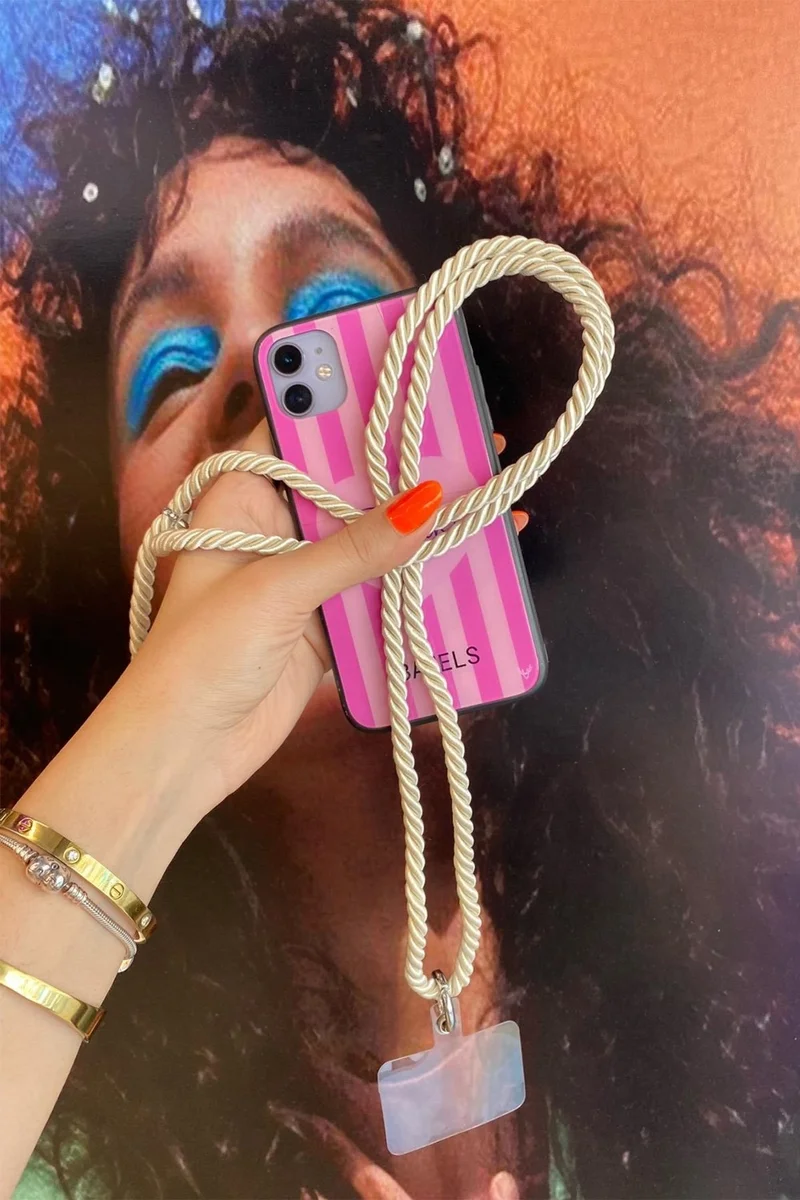 باهلس Beige Trend Phone Neck Strap Charm Compatible with All Cases