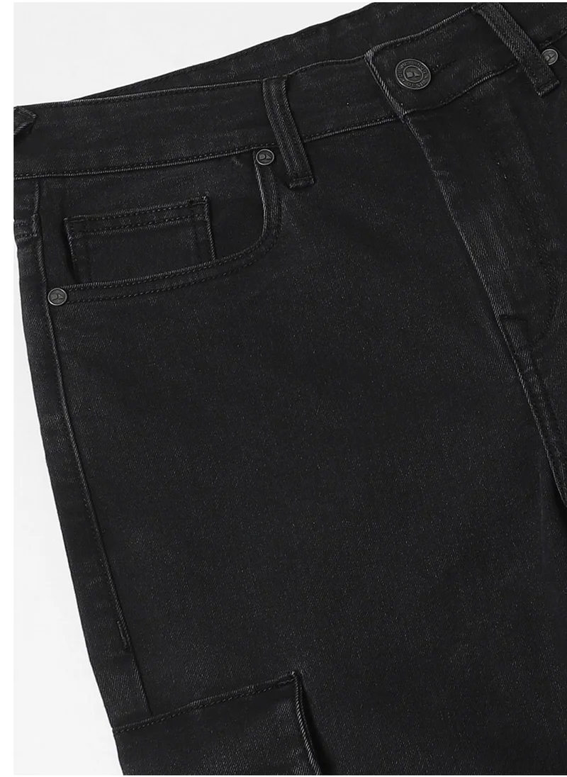 Dennis Lingo Black Denim Cargo Jeans for Men - Cargo Fit
