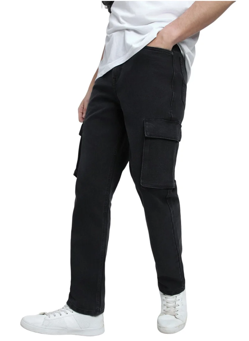 Dennis Lingo Black Denim Cargo Jeans for Men - Cargo Fit