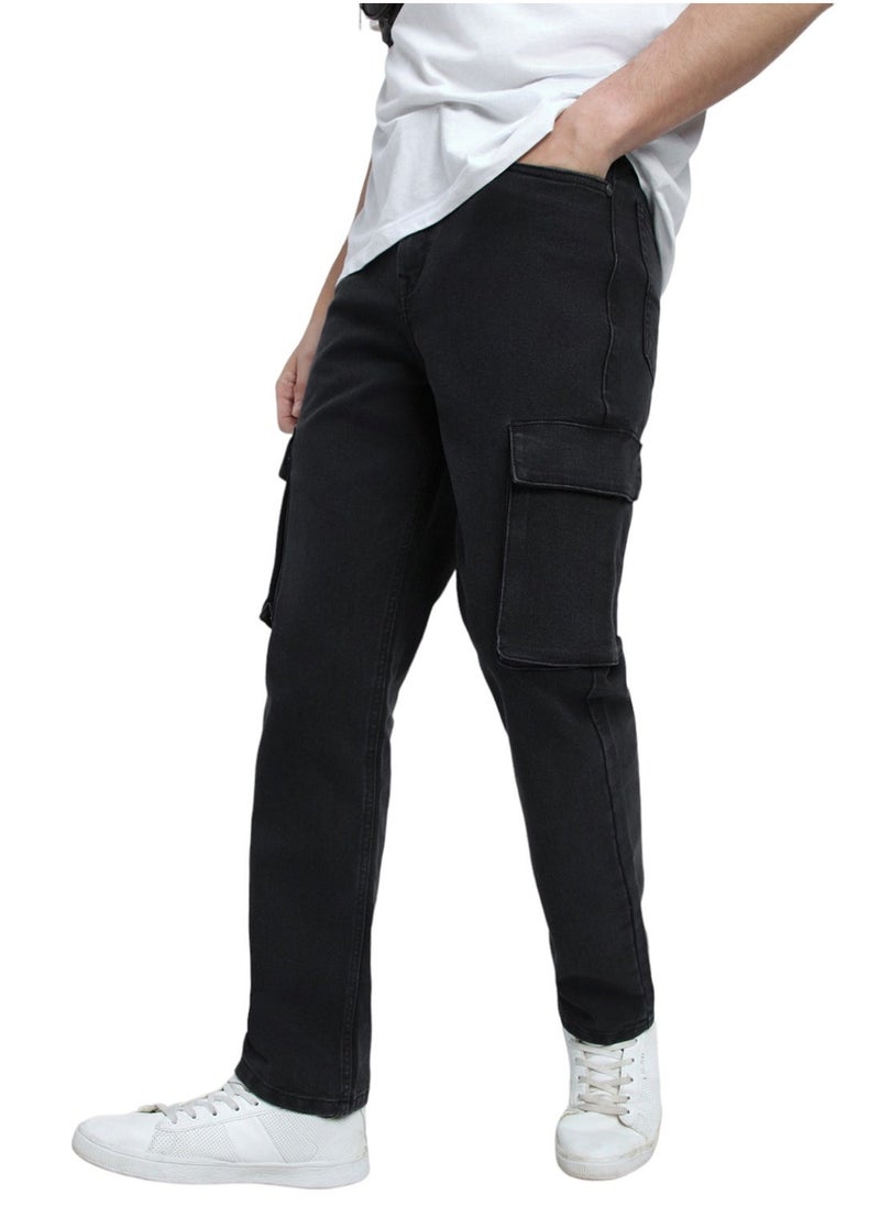 Dennis Lingo Black Denim Cargo Jeans for Men - Cargo Fit - Image 5