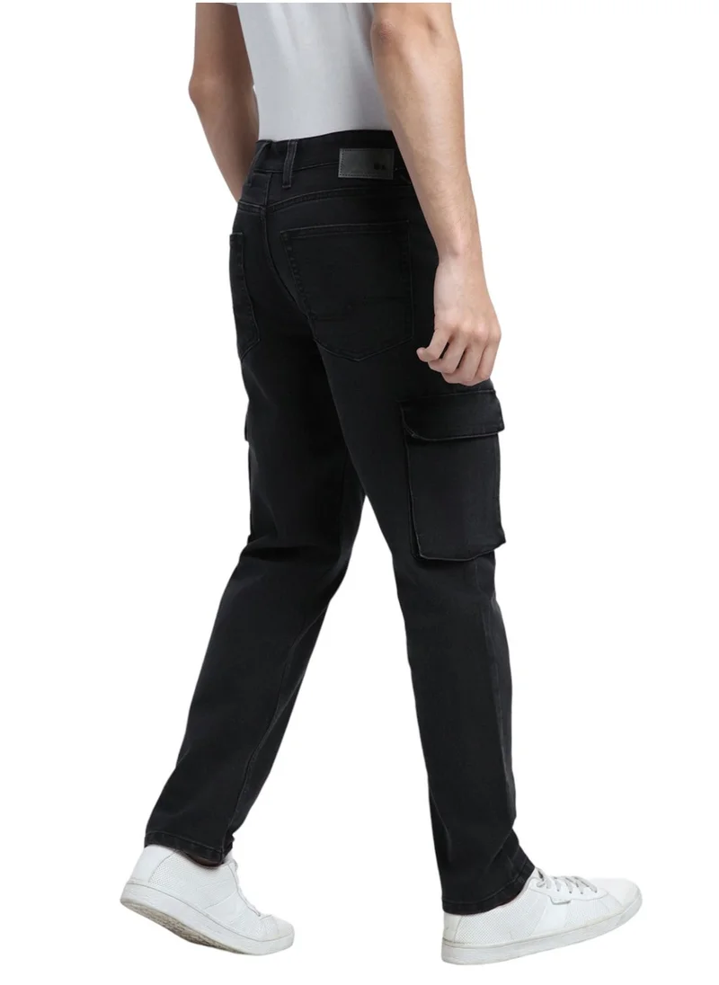 Dennis Lingo Black Denim Cargo Jeans for Men - Cargo Fit