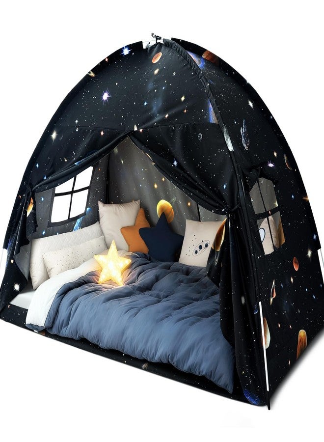 Sherilyn Twin Bed Toddler Canopy Tent, Kids Indoor Canopy Privacy Space Sleeping Playhouse Blackout Bunk Bed Tents Twin Size (Galaxy Tent) for Boys Girl Birthday, Christmas House Gift - Image 1