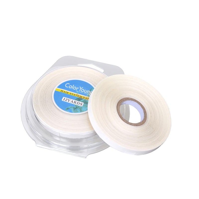 coloryoung 5/16"(0.8cm)*12 Yards Tape for Tape in Hair Extensions Double Sided Hair Extension Tapes for Hair Extension (White) - Image 1