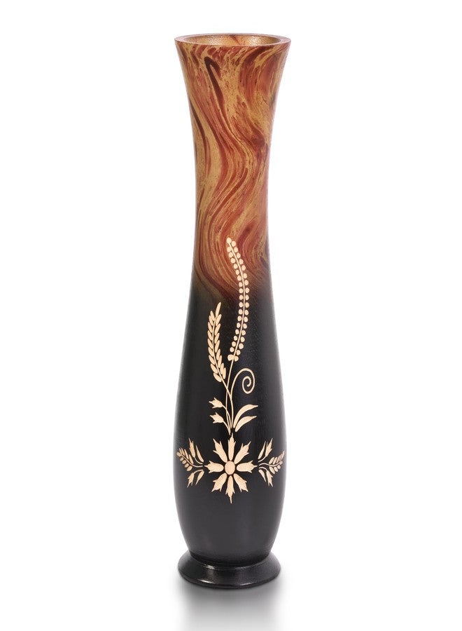 Aeravida Floral in The Garden Hand Craved 14-inch Mango Tree Wood Vase | Wooden Large Flower Vase | Home Decor - Image 1