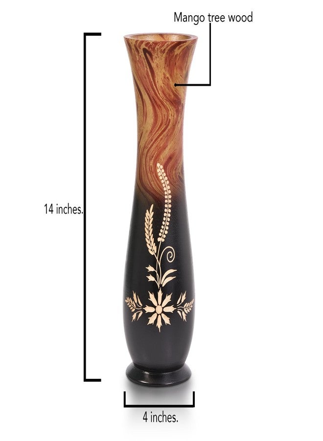 Aeravida Floral in The Garden Hand Craved 14-inch Mango Tree Wood Vase | Wooden Large Flower Vase | Home Decor - Image 4