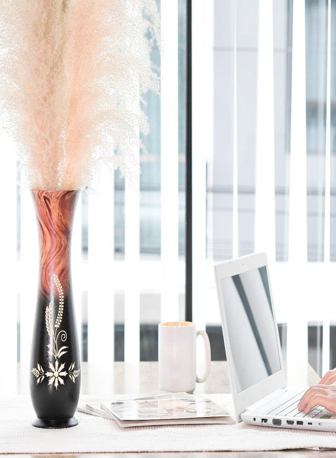 Aeravida Floral in The Garden Hand Craved 14-inch Mango Tree Wood Vase | Wooden Large Flower Vase | Home Decor - Image 5