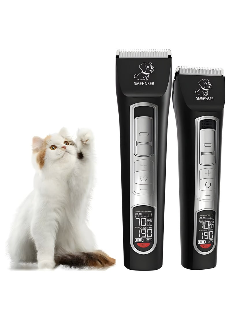Pet Grooming Kit Low Noise Pet Hair Trimming Tool for Dog & Cat Professional Grooming Trimmer Electric Shaver with Replace Heads LCD Display - Image 1