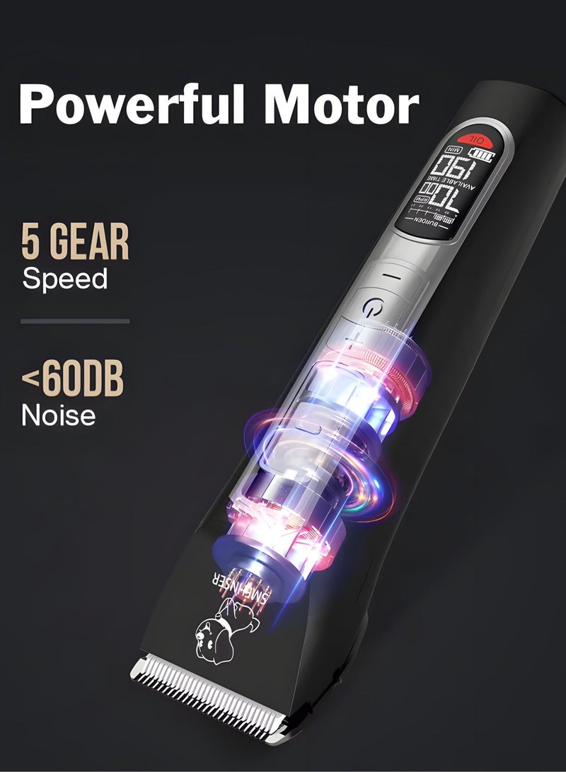 Pet Grooming Kit Low Noise Pet Hair Trimming Tool for Dog & Cat Professional Grooming Trimmer Electric Shaver with Replace Heads LCD Display - Image 4