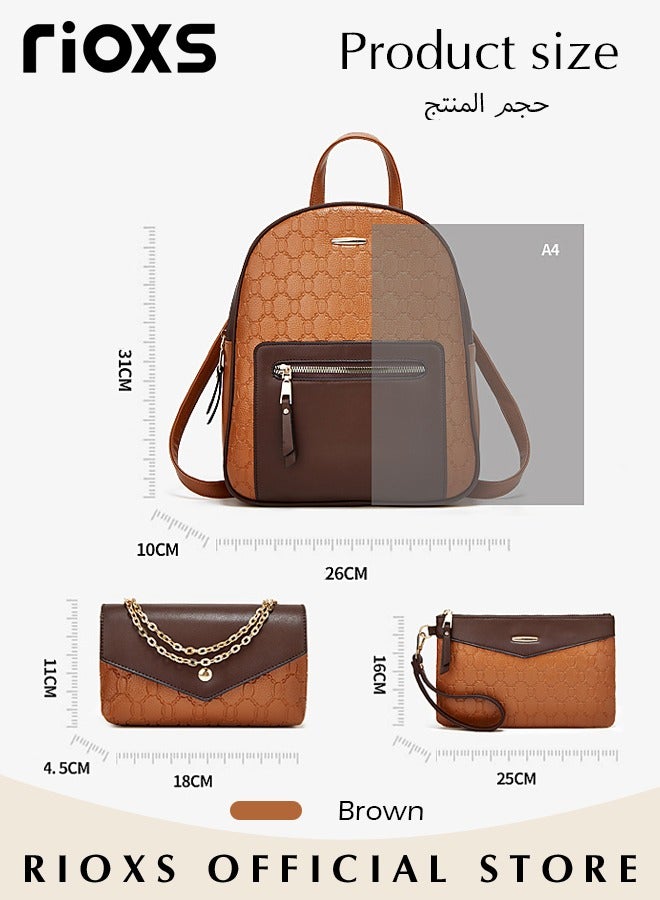 RIOXS 3 Pcs Shoulder Backpack Mother And Son Bag Shoulder Bag Sets Women's Tote Bags Simple Handbags Large Capacity Satchel Purses  - Image 4