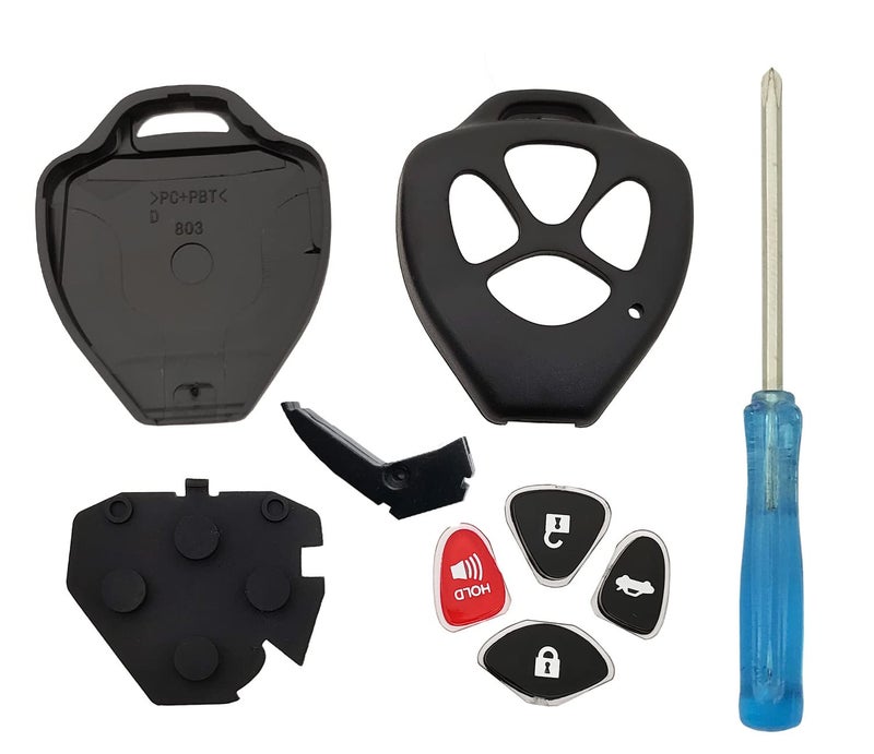 vurbemes Key Case Replacement Key Fob Cover fit for Toyota Camry Avalon Corolla Matrix RAV4 Venza Yaris Remote Key Fob 4 Buttons (HYQ12BBY, GQ4-29T) (Black) - Image 2