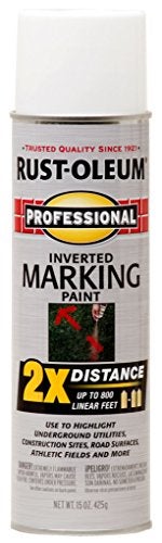 Rust-Oleum 266593 Professional 2X Distance Inverted Marking Spray Paint, 15 oz, White - Image 1