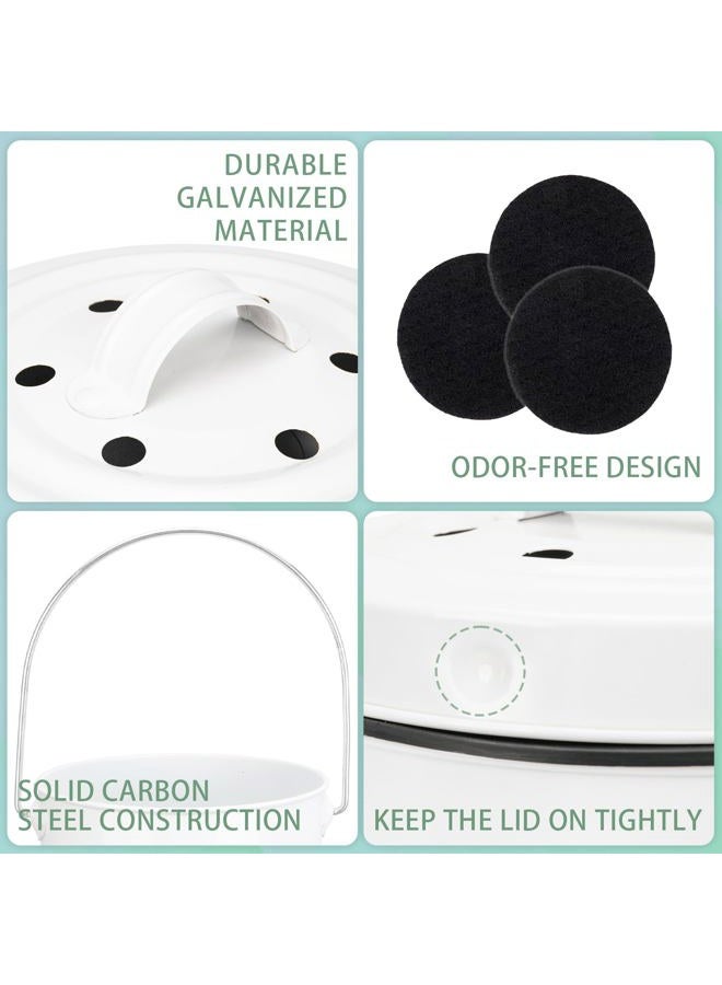 Vipush Compost Bin with Lid Small Countertop Compost Bin includes Inner Liner & 3 Charcoal Filters, White - Image 4