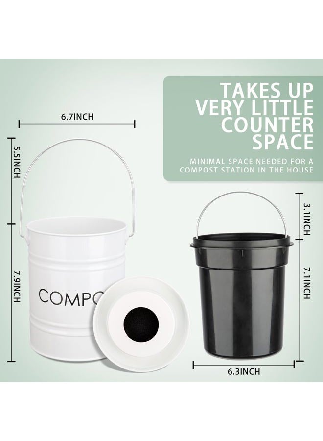 Vipush Compost Bin with Lid Small Countertop Compost Bin includes Inner Liner & 3 Charcoal Filters, White - Image 5