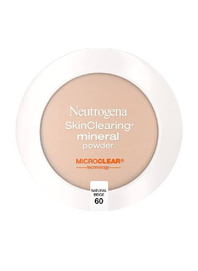 Neutrogena Skinclearing Mineral Acne-Concealing Pressed Powder Compact, Shine-Free & Oil-Absorbing Makeup With Salicylic Acid To Cover, Treat & Prevent Breakouts, Natural Beige 60,.38 Oz (Pack Of 2)  - Image 1