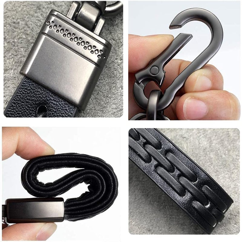 Llavero Cuero Trenzado 15x2cm 40g - Flexible Giratorio 360° - Cordón Piel Sintética Aleación Zinc Negro Marrón para Regalo Pareja Husband Wife - Image 2