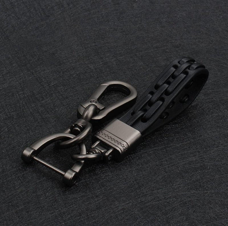 Llavero Cuero Trenzado 15x2cm 40g - Flexible Giratorio 360° - Cordón Piel Sintética Aleación Zinc Negro Marrón para Regalo Pareja Husband Wife - Image 5