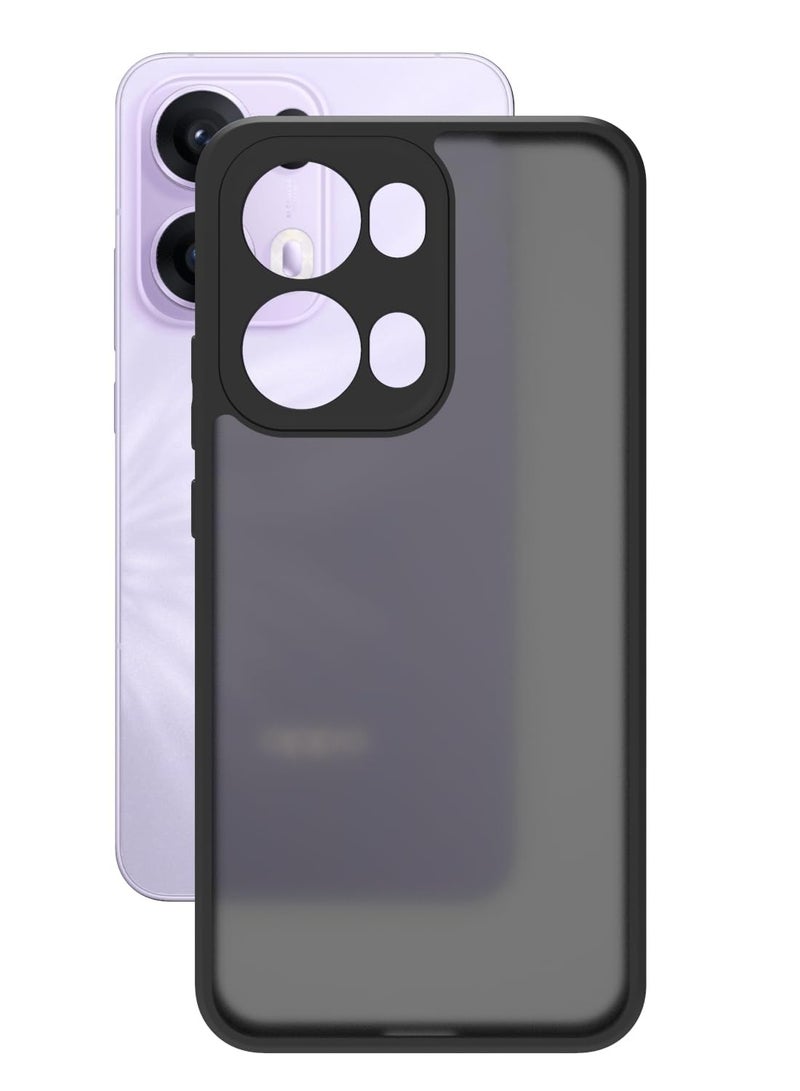 Case Cover Shockproof Hard PC Back Soft TPU Frame Matte Black Slim Protective Cover Compatible with  Oppo Reno 13 Pro ( Black) - Image 3