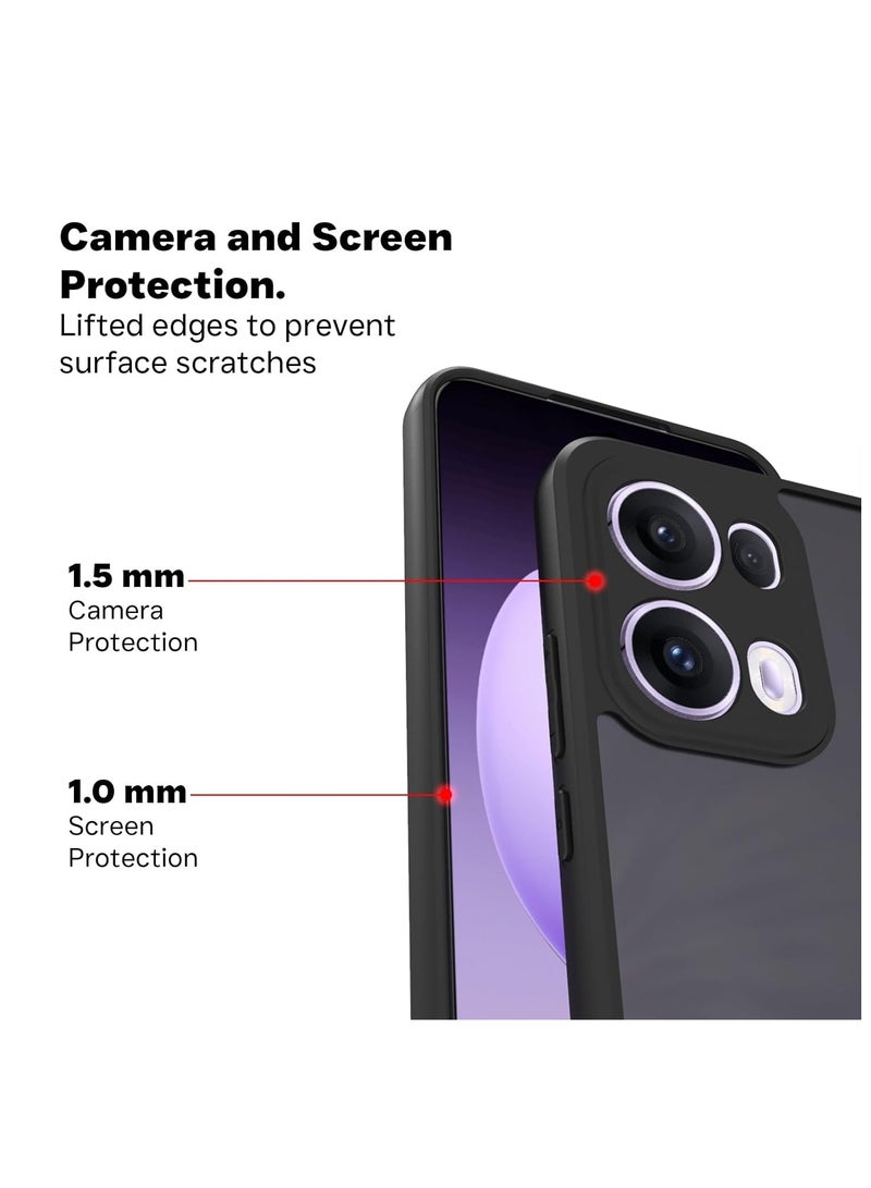 Case Cover Shockproof Hard PC Back Soft TPU Frame Matte Black Slim Protective Cover Compatible with  Oppo Reno 13 Pro ( Black) - Image 4