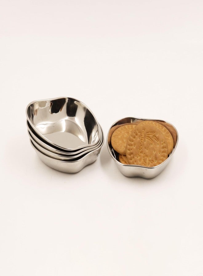 Spillbox أطباق حلوى من الفولاذ المقاوم للصدأ من Spillbox | أطباق ربعية | طبق مربع للوجبات الخفيفة | طبق ناستا | طقم أطباق حلويات | طبق جانبي | لمسة نهائية لامعة | خالٍ من مادة BPA (طبق تفاح -5) - Image 1