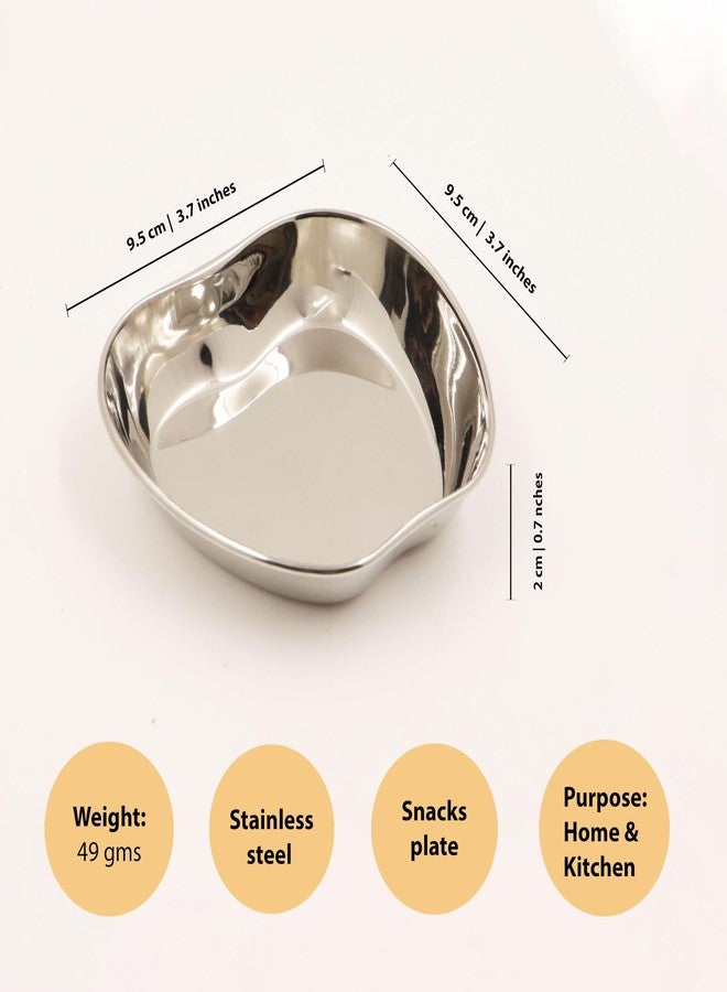 Spillbox أطباق حلوى من الفولاذ المقاوم للصدأ من Spillbox | أطباق ربعية | طبق مربع للوجبات الخفيفة | طبق ناستا | طقم أطباق حلويات | طبق جانبي | لمسة نهائية لامعة | خالٍ من مادة BPA (طبق تفاح -5) - Image 4