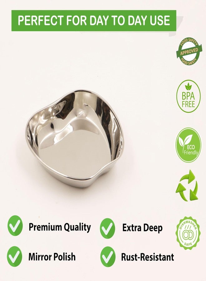 Spillbox أطباق حلوى من الفولاذ المقاوم للصدأ من Spillbox | أطباق ربعية | طبق مربع للوجبات الخفيفة | طبق ناستا | طقم أطباق حلويات | طبق جانبي | لمسة نهائية لامعة | خالٍ من مادة BPA (طبق تفاح -5) - Image 3