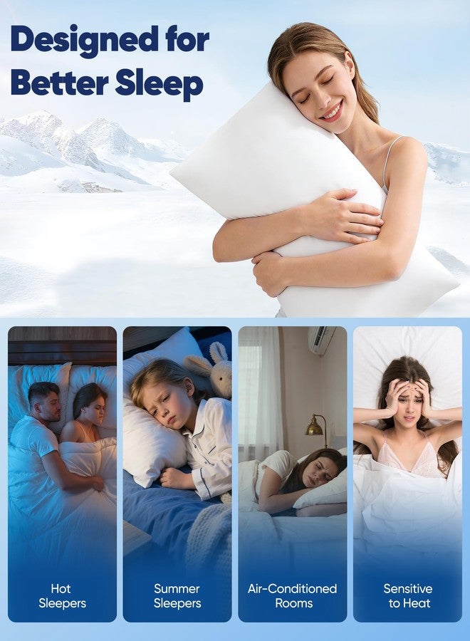 Avolare 2 Pack Pillow Cases Queen, Stretch Cooling Pillowcases for Hair Skin and Hot Sleepers, Arc-Chill Q-max>0.5 Soft Silky Pillow Covers with Zipper for Standard & Queen Size Pillows - White - Image 5