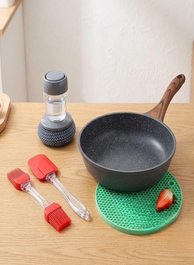 GEUTIERL Kitchen Tools Combo Set with Non-Stick Frying Pan, Silicone Spatula & Oil Brush, Scrubber & Trivet | Cooking Essentials Kit - Image 1