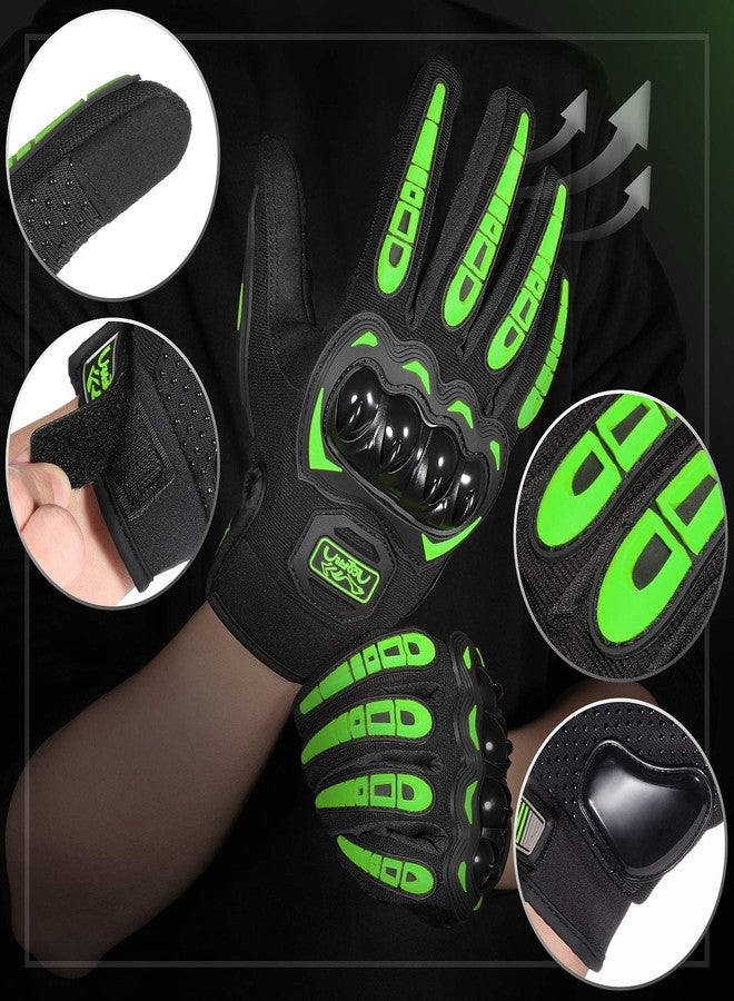 COFIT Motorcycle Gloves Breathable, Touchscreen Motorbike Gloves Anti-Slip with Good Grip Hard Knuckles Protection for Men Women Motocross, BMX ATV MTB Cycling, Road Racing - Green L - Image 2