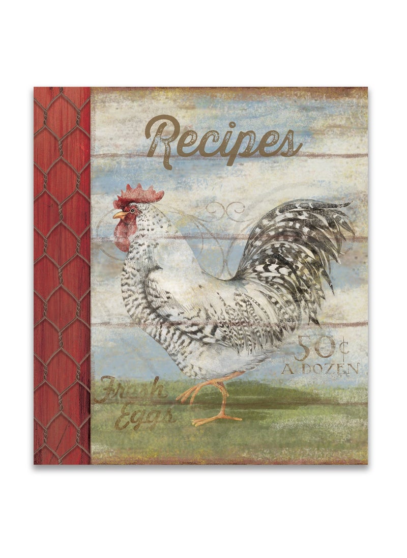 Brownlow Gifts Brownlow Gifts Shannon Roads Gifts Classic Kitchen Binder with Plastic Page Protectors and Recipe Cards 8 x 9Inches Barnyard Rooster 