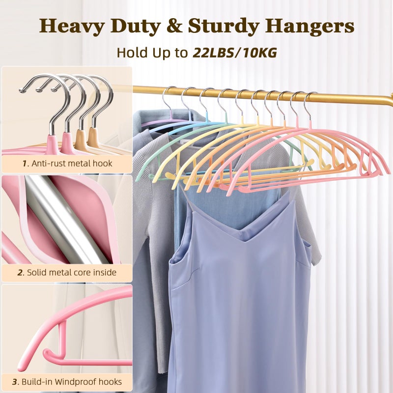 MOPALL Clothes Hangers 28 Pack, Non Slip PVC Coating Metal Sweater Hanger No Shoulder Bump, 16.5 inch Wide Heavy Duty Durable Adult Coat Hanging for Closet, Suit, Dress, Jacket, Pant, Shirt - Image 3