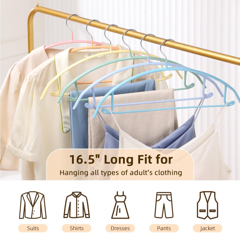 MOPALL Clothes Hangers 28 Pack, Non Slip PVC Coating Metal Sweater Hanger No Shoulder Bump, 16.5 inch Wide Heavy Duty Durable Adult Coat Hanging for Closet, Suit, Dress, Jacket, Pant, Shirt - Image 5