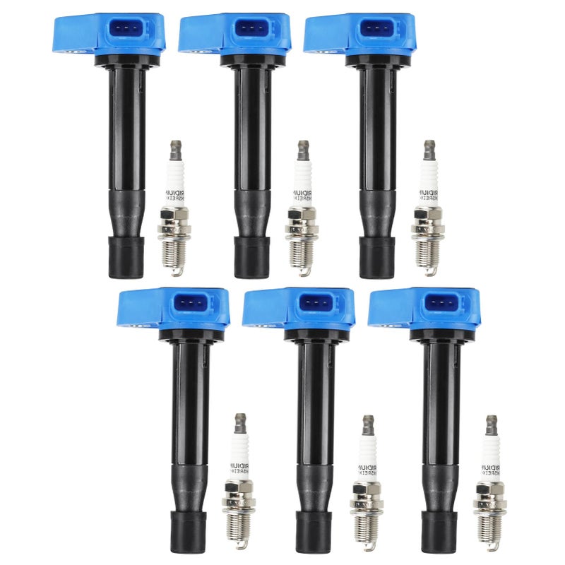 حزمة ملف الإشعال وشمعة الإشعال إيريديوم لسيارات أكورا CL 32L V6 20012003 19992003 TL 32L V6 20002002 هوندا أكورد 30L V6 19992007 أوديسي 35L V6 UF242 IGN285BB 6 مجموعات