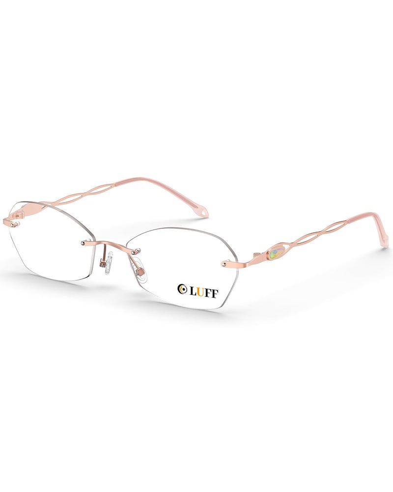 LUFF Rimless Reading Glasses for Women Blue Light Blocking Lightweight Metal Classic Computer Readers Anti Eyestrain - Image 1