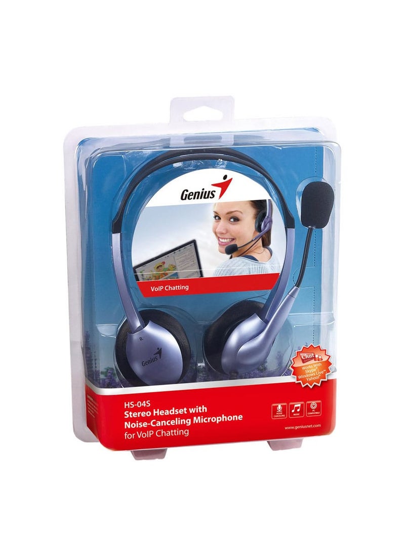 Genius HEADSET HS04S SINGLE JACK STEREO HEADSET WITH NOISE-CANCELLING MICROPHONE  - Image 1