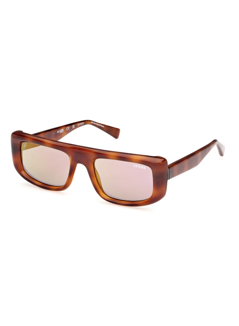 GUESS Unisex Mirrored Rectangular Shape Plastic Sunglasses GU0013853C53 - Lens Size: 53 Mm - Blonde Havana - Image 1