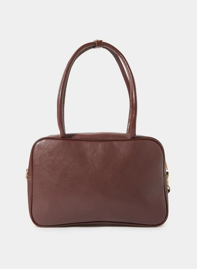 Styli Brown Charm Detail Bowling Bag with Mini Purse