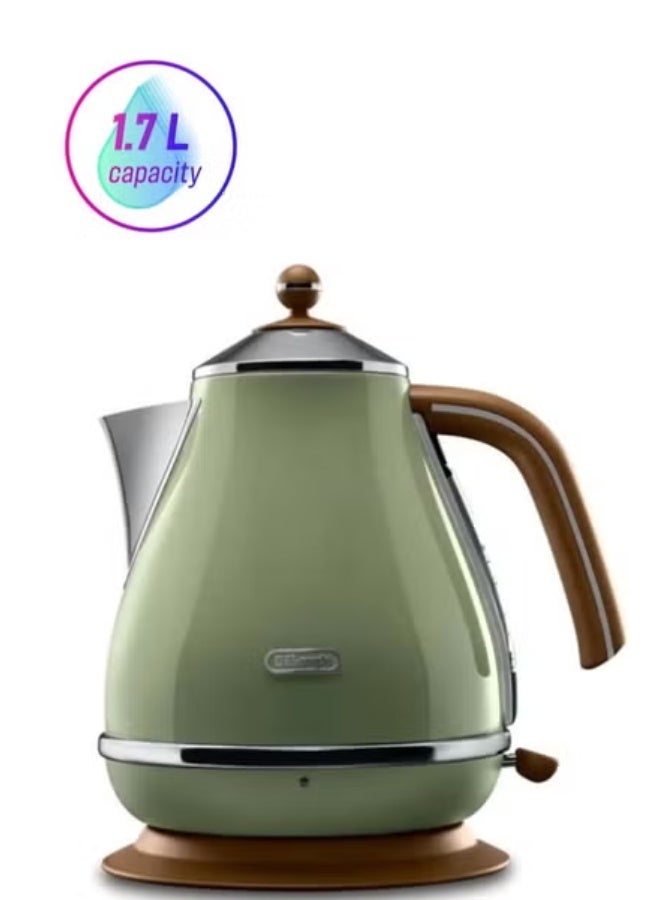 De'Longhi Vintage fast electric kettle 1.7L 2000W KBOV2001BG (green) - Image 1
