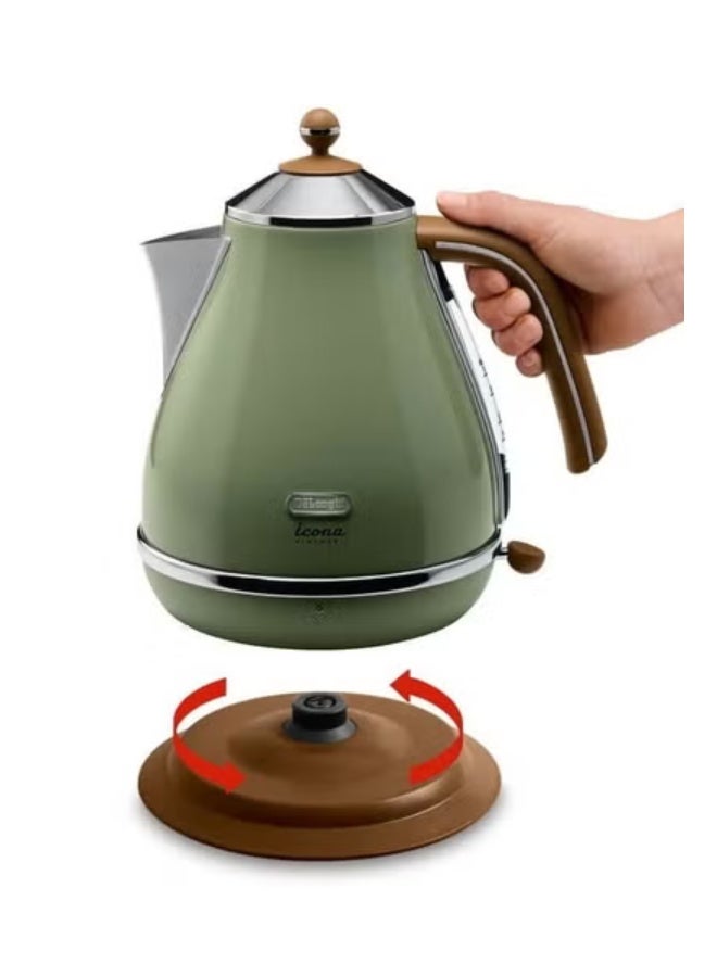 De'Longhi Vintage fast electric kettle 1.7L 2000W KBOV2001BG (green) - Image 3