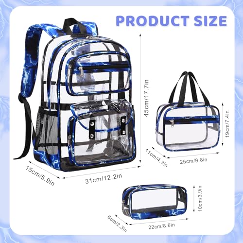 ACESAK Clear Backpack for Boys - 3 Pcs Clear Backpack Heavy Duty with Lunch Bag - See Through Bookbag Stadium Approved for Kids Middle High College School Sport Travel (Lightning) - Image 2