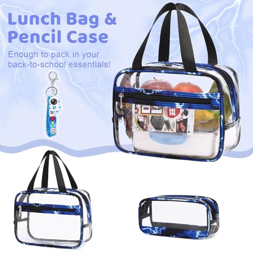 ACESAK Clear Backpack for Boys - 3 Pcs Clear Backpack Heavy Duty with Lunch Bag - See Through Bookbag Stadium Approved for Kids Middle High College School Sport Travel (Lightning) - Image 5