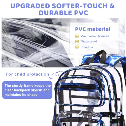 ACESAK Clear Backpack for Boys - 3 Pcs Clear Backpack Heavy Duty with Lunch Bag - See Through Bookbag Stadium Approved for Kids Middle High College School Sport Travel (Lightning) - Image 4