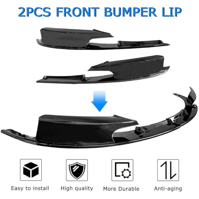 Collect Light Front Bumper Lip for 2012-2018 BMW 3 Series F30 F31 M Sport 2PCS Glossy Black Front Lip Splitter - Image 2