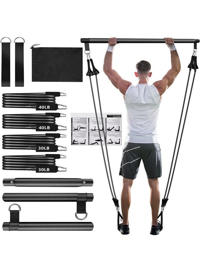 general Pilates bar set with household multifunctional resistance band elastic rope tension rope yoga fitness bar - Image 1