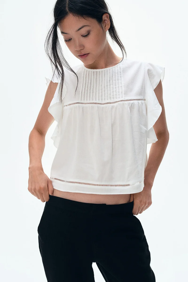 اتش اند ام بنطلون رسمي من مزيج الكتان