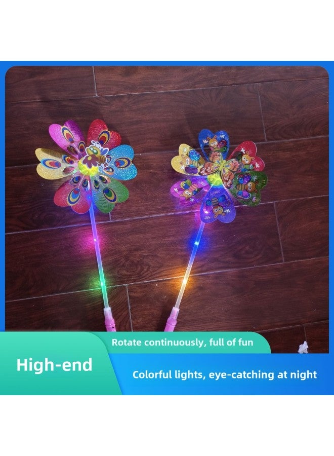 إسكدنيا Luminous Cartoon Windmill Children's Toy Handheld With Light Three Adjustable Colorful Windmill Night Market Stall Square Wholesale-Color:Luminous Three-gear Smiling Face Six-wheel Windmill (random - Image 3