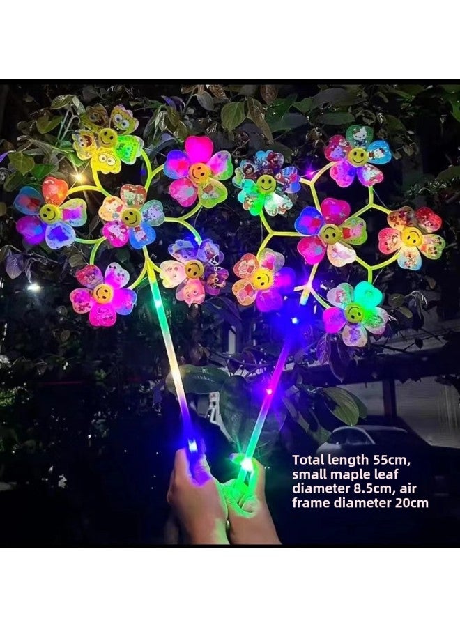 إسكدنيا Luminous Cartoon Windmill Children's Toy Handheld With Light Three Adjustable Colorful Windmill Night Market Stall Square Wholesale-Color:Luminous Three-gear Smiling Face Six-wheel Windmill (random - Image 1