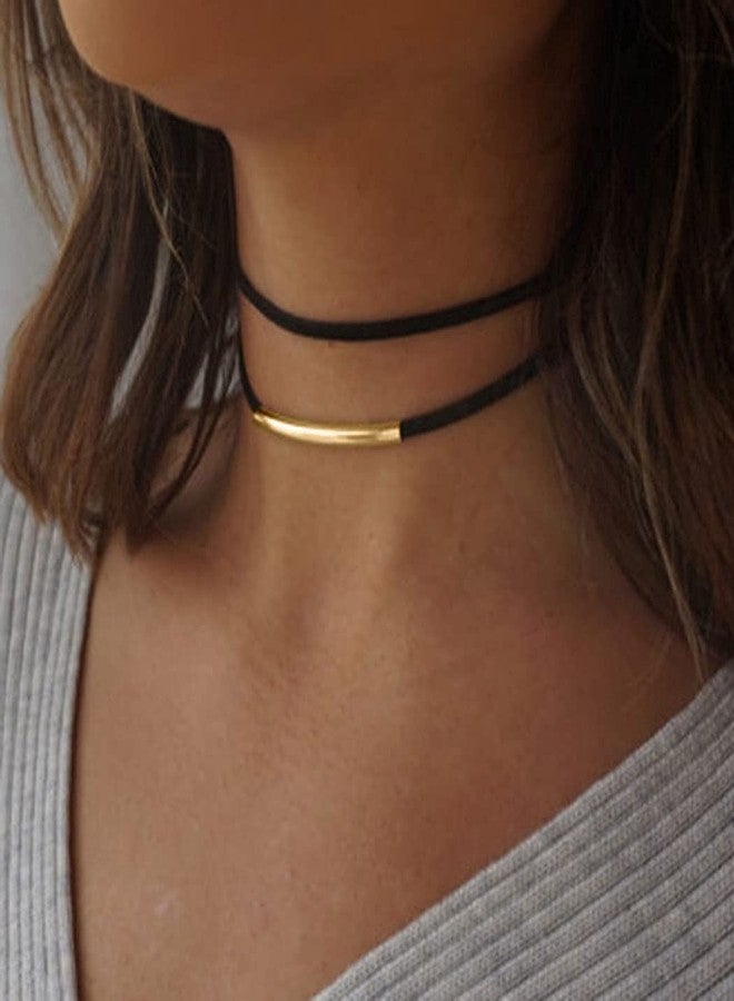 Shegirl Black Collar Necklace Velvet Choker Necklaces Fashion Punk Jewelry for Women (Gold) - Image 1