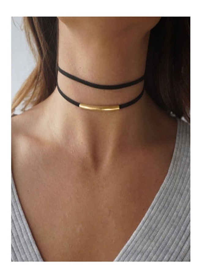 Shegirl Black Collar Necklace Velvet Choker Necklaces Fashion Punk Jewelry for Women (Gold) - Image 2
