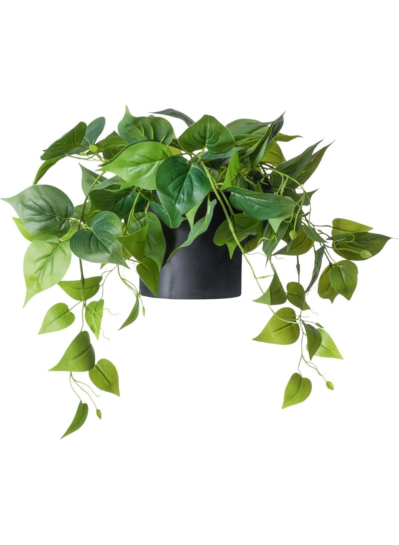 LATIFA Artificial Pothos Plant, Small Fake Indoor/Outdoor Decor with Black Pot - Image 1