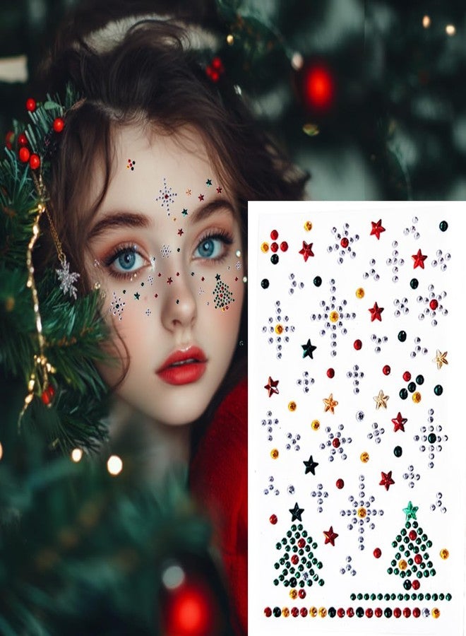 SARATA 3 Sheet Christmas Face Gems Hair Gems, Self-Adhesive Face Jewels Eye Jewels Rhinestones DIY Face Gems Stick on, Halloween Makeup Gems Rave Accessories for Face Eyes Body Makeup, Crafts - Image 2